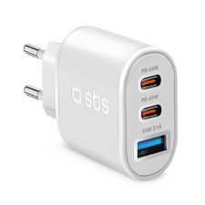 SBS Travel Charge 2x USB Type-C / 1x USB Type-A Hálózati töltő - Fehér (45W) mobiltelefon kellék