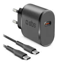 SBS USB-C Hálózati töltő - Fekete (15W) + USB-C / USB-C Kábel (TEKITTRTC15W) mobiltelefon kellék