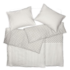 Scanquilt KLASIK DESIGN ágyneműhuzat, pöttyök és csíkok, bézs-fehér lakástextília