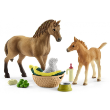 Schleich 42432 Quarter horse kanca és csikója kiskutyával játékfigura