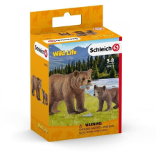 Schleich 42473 Grizzly medve kölykével játékszett - Wild Life játékfigura