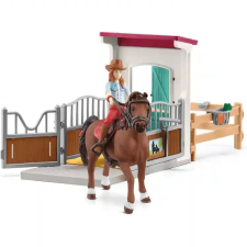 Schleich 42710 Hannah és Cayenne quarter horse lova istállóval játékfigura