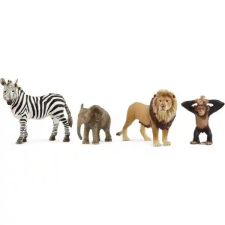 Schleich 42721 A vadon állatai válogatás (zebra, oroszlán, kiselefánt, csimpánzkölyök) játékfigura