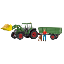 Schleich Farm World Traktor pótkocsival - Zöld autópálya és játékautó