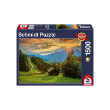 Schmidt 1500 db-os puzzle - Sunset over the mountain village of Wamberg (58970) puzzle, kirakós