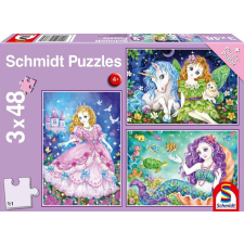 Schmidt 3 x 48 db-os puzzle - Princess Fairy and Mermaid (56376) puzzle, kirakós