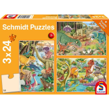 Schmidt Puzzle játék 3x 24 darabos Dinoszaurusz móka puzzle, kirakós