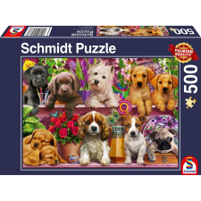 Schmidt Puzzle játék 500 darabos Kiskutyák a polcon puzzle, kirakós