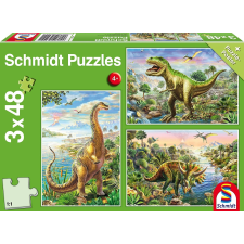 Schmidt Schmidt dinoszaurusz kaland puzzle 3x48 darabos puzzle, kirakós