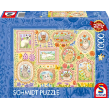 SCHMIDTSPIELE Puzzle játék 1000 darabos Nemes macskák virágpompában puzzle, kirakós