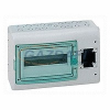 SCHNEIDER 13438 Kaedra Kiselosztó illesztődobozzal, átlátszó ajtó, falon kívüli, 1x12 modul+1 nyílás, szürke