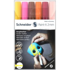 SCHNEIDER Akril marker készlet, 2 mm, SCHNEIDER "Paint-It 310", 6 különböző szín filctoll, marker