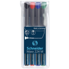 SCHNEIDER Alkoholos marker készlet, OHP, 1 mm, SCHNEIDER "Maxx 224 M", 4 különböző szín filctoll, marker