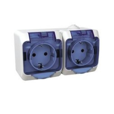 SCHNEIDER CedarPlus 162/2 dugalj földelt csapófedéllel gyerekzárral fehér IP44 falonkívüli Schneider - WDE000525 villanyszerelés