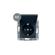 Schneider Electric Asfora - Aljzat 2P+F, csapfedeles, keret nélkül, acél villanyszerelés