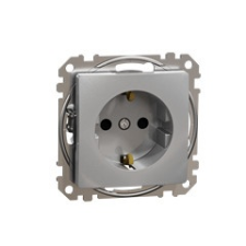 Schneider Electric Sedna Design 2P+F csatlakozóaljzat biztonsági zsaluval, csavaros bekötés, 16A, alumínium világítási kellék