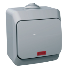 Schneider Electric Zrt. Schneider Cedar egypólusú kapcsoló, jelzőfénnyel, IP44, szürke (Plus) villanyszerelés