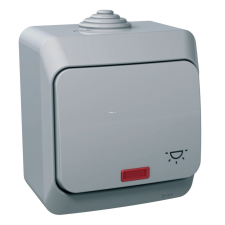 Schneider Electric Zrt. Schneider Cedar egypólusú nyomó lámpajellel, jelzőfénnyel, IP44, szürke (Plus) villanyszerelés