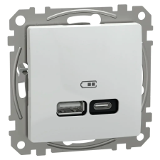 Schneider Electric Zrt. Schneider Electric Sedna Design &amp; Elements - SDD111405 - Dupla USB töltő, A+C, 21W, fehér villanyszerelés