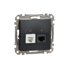 Schneider Electric Zrt. Schneider Sedna RJ11/RJ45 Cat6 UTP kombinált aljzat, antracit villanyszerelés