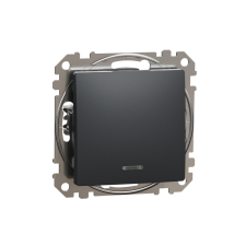 Schneider Electric Zrt. Schneider Sedna váltókapcsoló, kék jelzőfénnyel, 10AX, antracit (SDD114106L) villanyszerelés