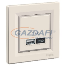 SCHNEIDER EPH2700323 ASFORA Dupla USB töltő, 2.4A, A+C, bézs villanyszerelés