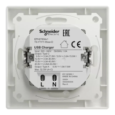 SCHNEIDER EPH2700421 ASFORA Dupla USB gyorstöltő, A+C, 45W, fehér villanyszerelés