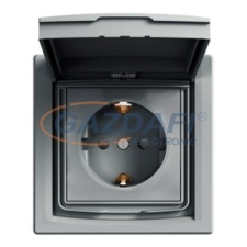 SCHNEIDER EPH3100362 ASFORA 2P+F csatlakozóaljzat, gyermekvédelemmel, csapfedeles - IP44, acél villanyszerelés