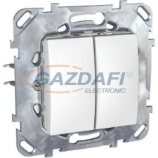 SCHNEIDER MGU50.213.18Z UNICA Kettős váltókapcsoló, rugós bekötés, 10AX, fehér (106+6) villanyszerelés