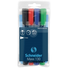 SCHNEIDER Permanent marker készlet, 1-3mm, kerek hegyű hegyű, Schneider Maxx 130, 4 klf. szín filctoll, marker