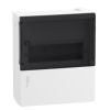 SCHNEIDER RESI9 MP Kiselosztó, füstszínű átlátszó ajtó, falon kívüli, 1x8 modul, PEN sín, komplett, fehér