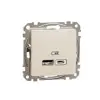 SCHNEIDER SDD112402 ÚJ SEDNA Dupla USB töltő, A+C, 2.4A, bézs