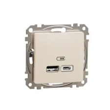 SCHNEIDER SDD112402 ÚJ SEDNA Dupla USB töltő, A+C, 2.4A, bézs villanyszerelés