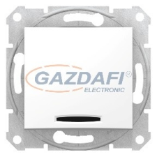 SCHNEIDER SDN0400321 SEDNA Egypólusú kapcsoló, piros ellenőrzőfénnyel, 10AX, fehér villanyszerelés