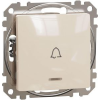 SCHNEIDER ÚJ SEDNA Egypólusú nyomó, kék jelzőfénnyel, csengőjellel, rugós bekötés, 10A, bézs