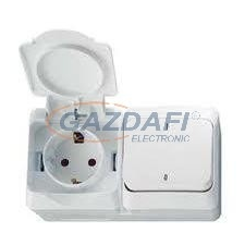 SCHNEIDER WDE000504 CEDAR PLUS 2P+F csatlakozóaljzat, váltókapcsolóval, IP44, fehér villanyszerelés