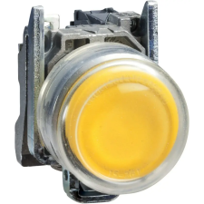 SCHNEIDER XB4BP583M5EX ATEX D világító nyomógomb, fém, 1NO, sárga, átlátszó védősapkával, 240VAC villanyszerelés