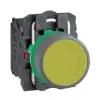 SCHNEIDER XB5AA55C0 Harmony komplett műanyag nyomógomb, Ø22, visszatérő, 1NO+1NC, sárga, szürke körgyűrű