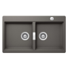Schock Horizont N-200 Cristadur Silverstone kétmedencés gránit mosogató, automata szűrőkosár, szifonnal, sötétszürke, beépíthető