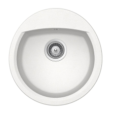 Schock Manhattan R-100 Cristalite Alpina egymedencés kerek gránit mosogató, szifonnal, fehér, beépíthető mosogatótálca