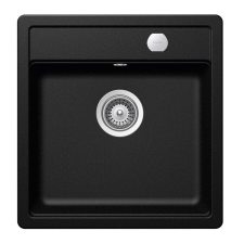 Schock Mono N-100S Cristadur Magma egymedencés gránit mosogató automata dugóemelő, szifonnal, fekete-szemcsés, beépíthető mosogatótálca