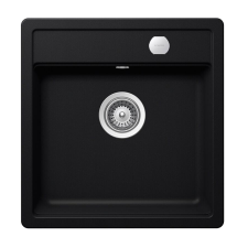 Schock Mono N-100S Cristadur Puro egymedencés gránit mosogató automata dugóemelő, szifonnal, fekete, beépíthető mosogatótálca