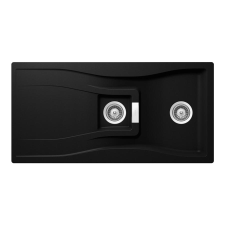 Schock Waterfall D-150 Cristadur Puro gránit mosogatótálca, szifonnal, fekete, beépíthető mosogatótálca