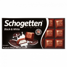 Schogetten Black & White tejcsokoládé vaníliakrém-töltelékkel és kakaós kekszdarabokkal 100 g csokoládé és édesség