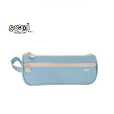  Scool cipzáras bedobálós tolltartó zsebbel - 21x7,2x9,5 cm - világoskék tolltartó
