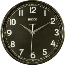 Secco Falióra, 24 cm, fekete számlap, SECCO, króm színû keretes falióra