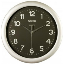 Secco Falióra, 30 cm, SECCO "Sweep Second", ezüst/fekete falióra