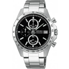 Seiko férfi kronográf karóra quartz acél WR100 fekete számlap karóra