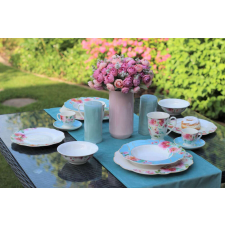 Sekély porcelán tányér Summer 28cm tányér és evőeszköz