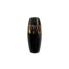  Selena kerámia váza fekete/arany 11x11x27 cm dekoráció